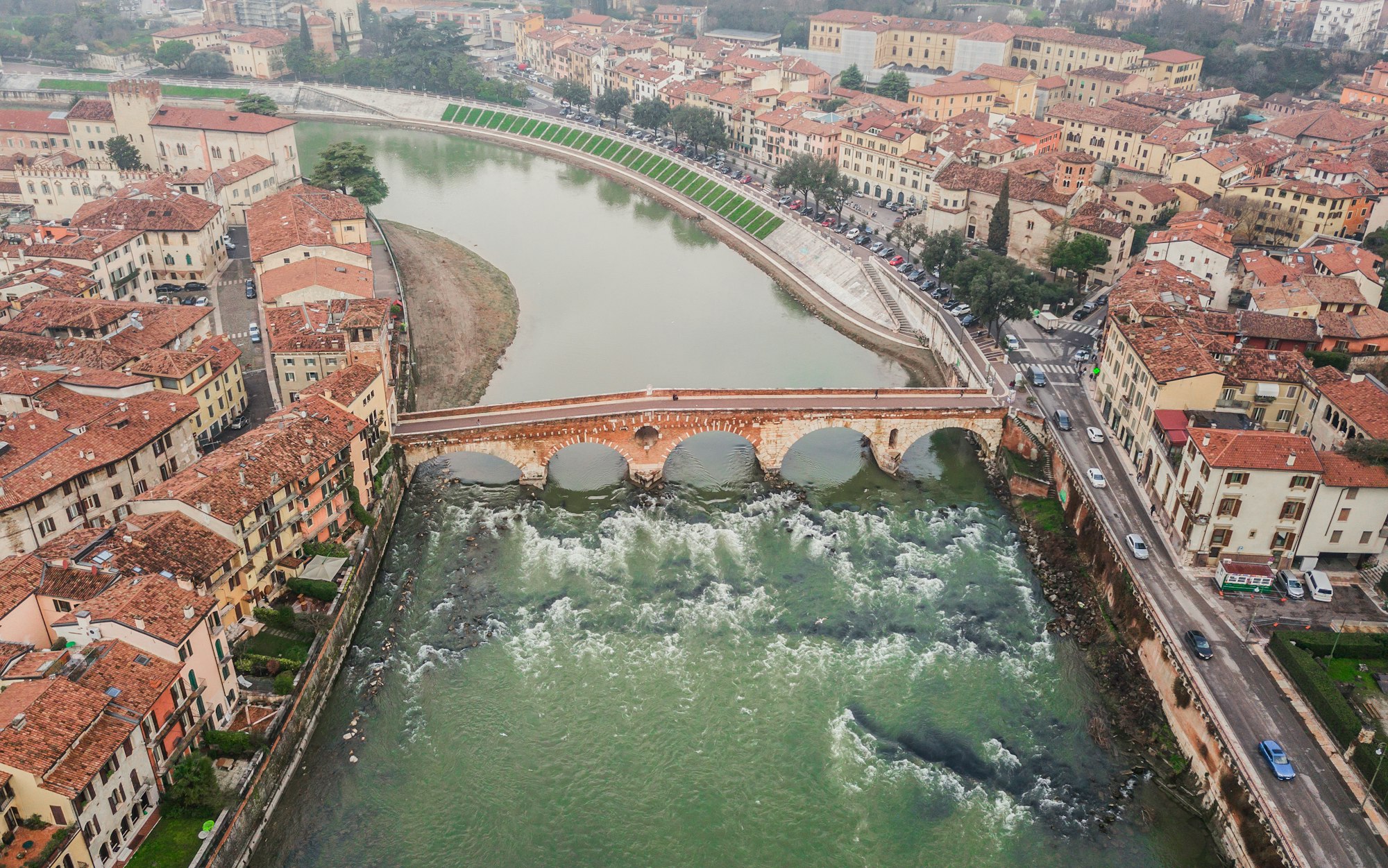 Aerial view of Ponte Pietra