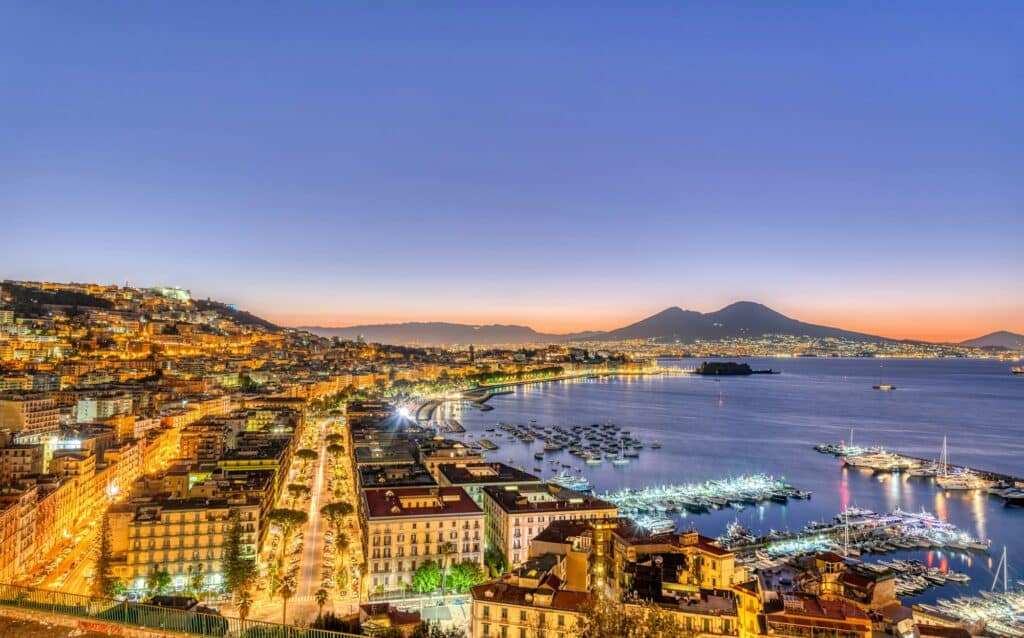 Naples in Italy with Mount Vesuvius