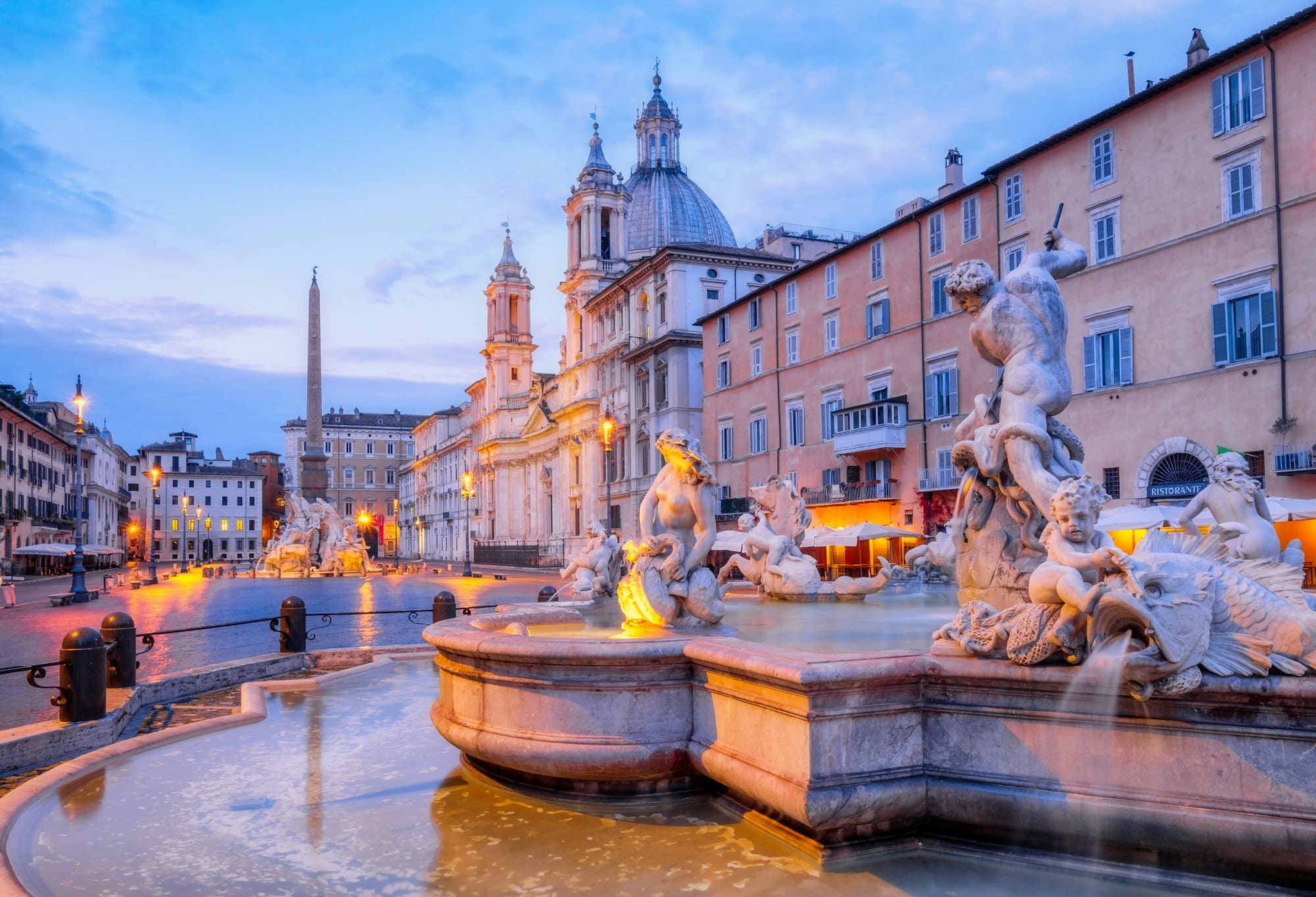 Pizza Navona with the Fountain of the Four Rivers