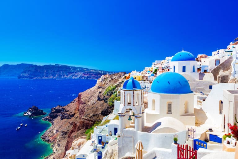 Vista panoramica di Santorini, Grecia.