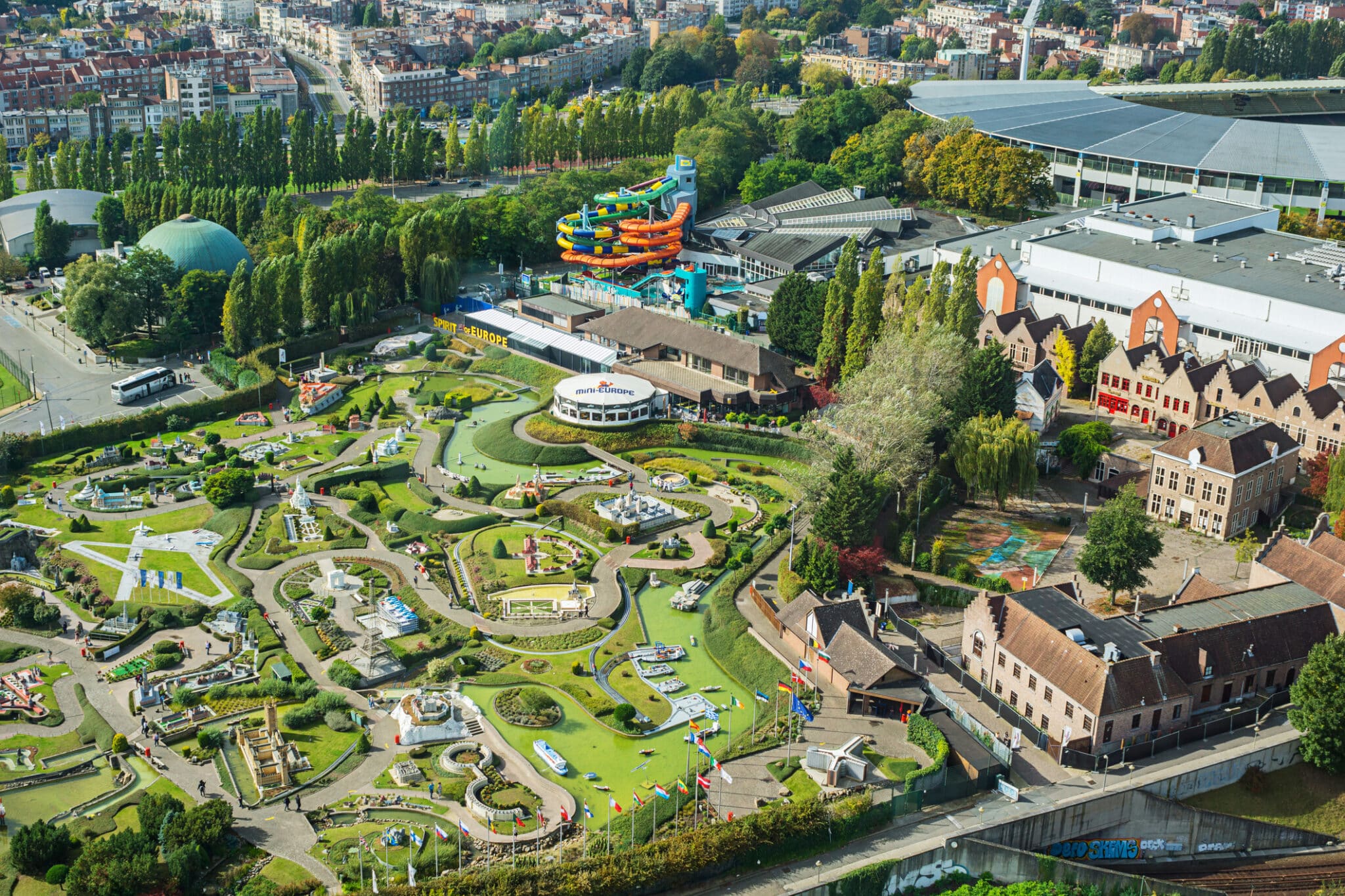 Aerial view of Mini-Europe in Brussels.