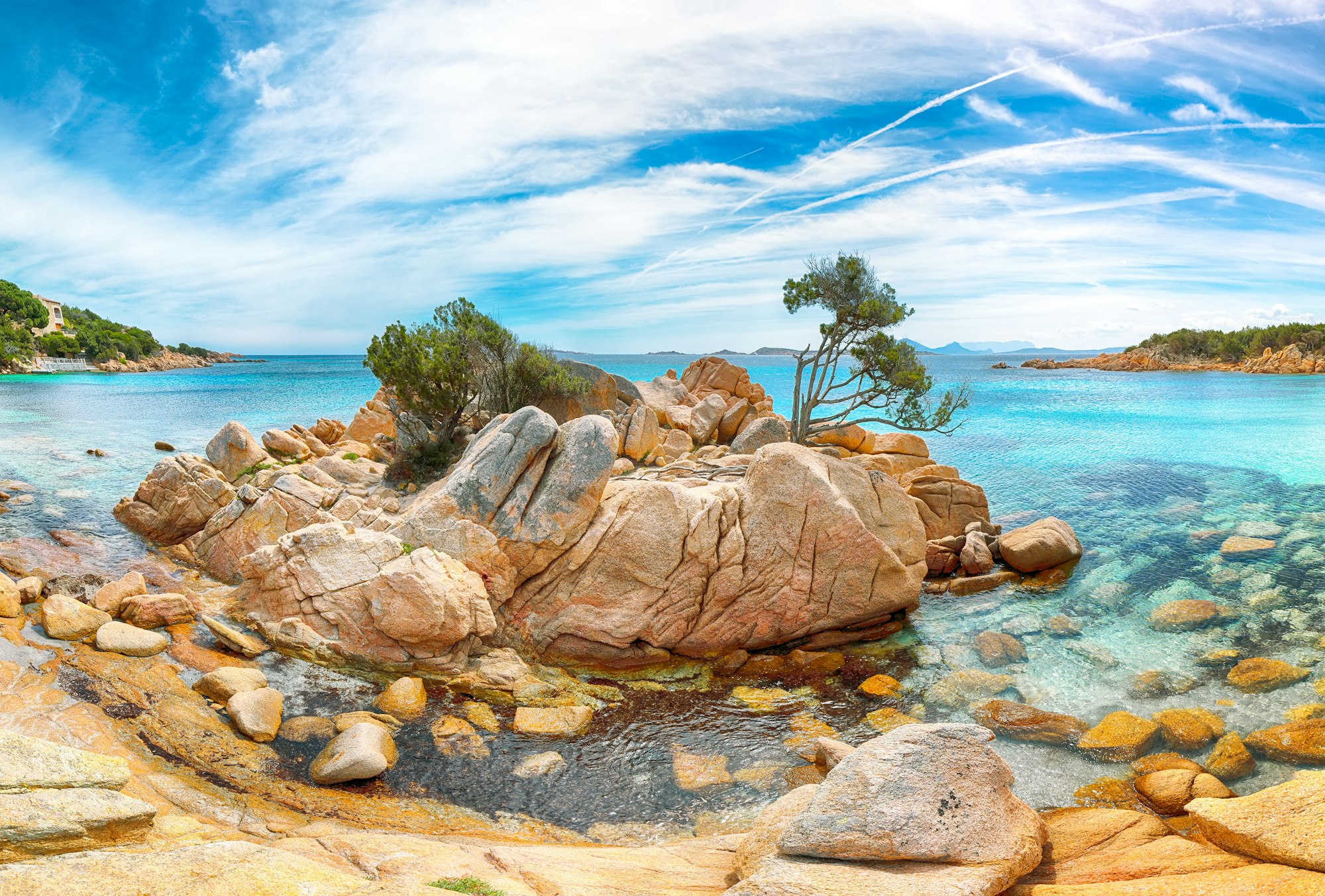 Splendid view of Capriccioli beach in Costa Smeralda.