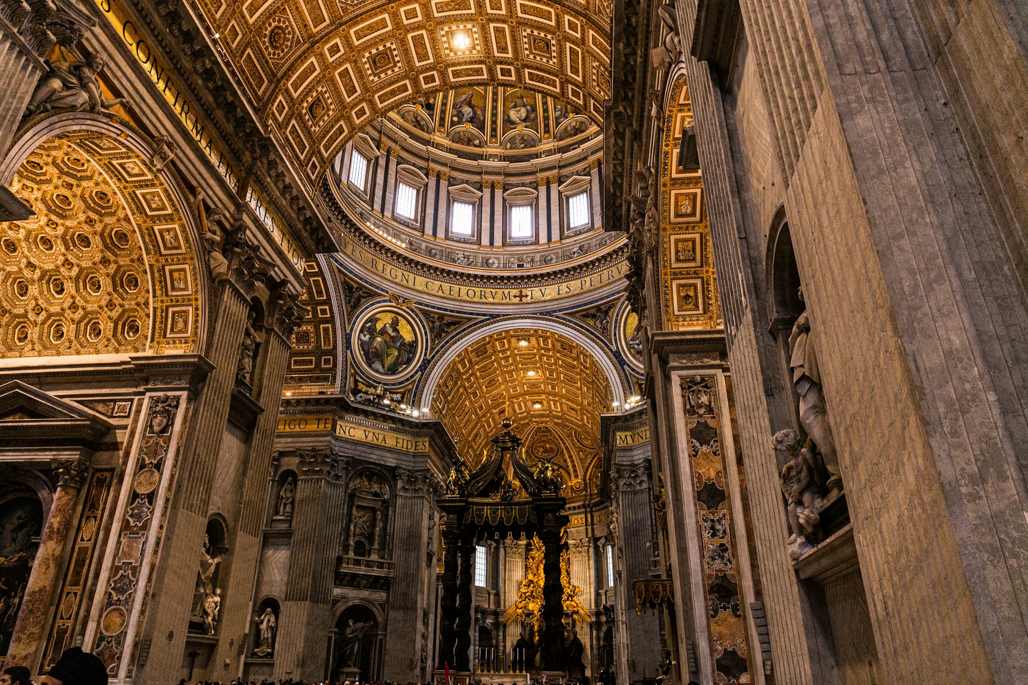 Ancient interiors with frescoes and statues in the Vatican museums