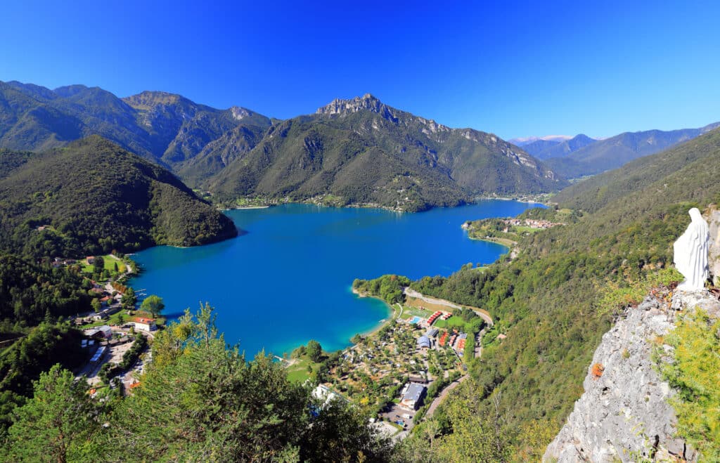 The beautiful Lake Ledro in Trentino. Northern Italy, Europe. Lake Ledro is a lake in Trentino, northern Italy.