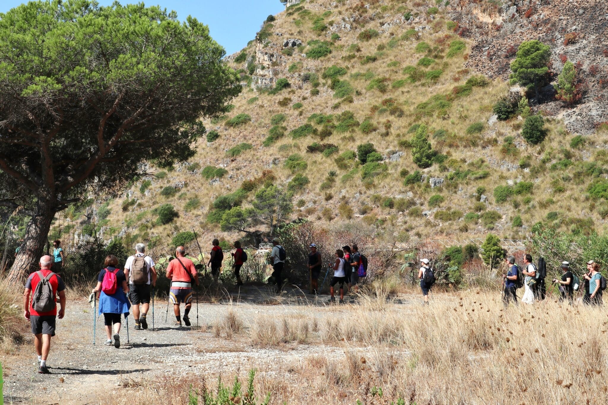 Hikers along the Costa di Itri trail. Gaeta, Lazio