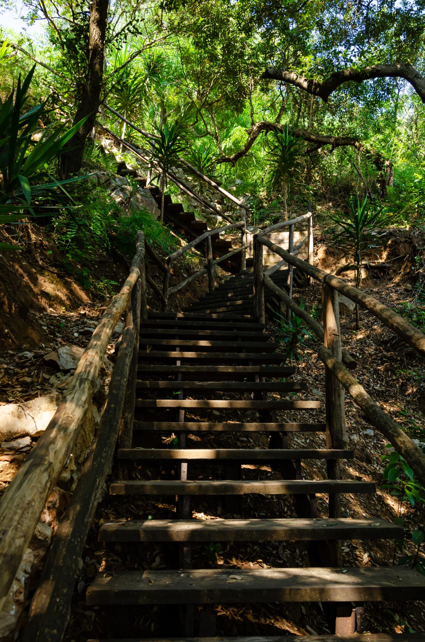 Escalier en bois pour la célèbre plage des 300 marches à Gaeta, en Italie. Vertical