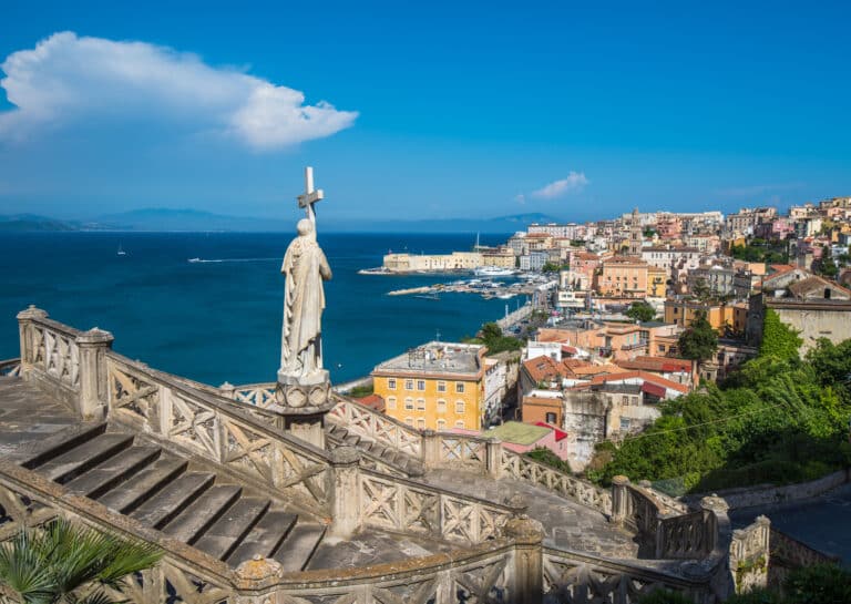 Panoramic view of the medieval town of Gaeta, Lazio, Italy